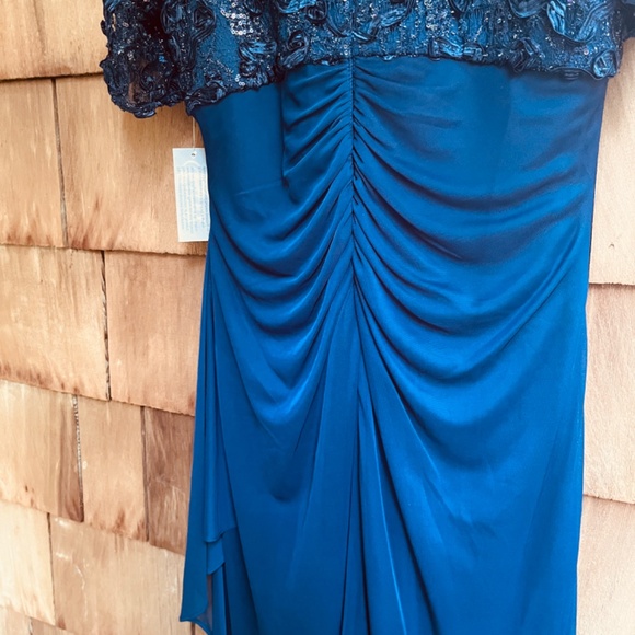 Alex Evenings Long Empire Waist Dress Soutache Bodice Cascade Ruffle Skirt 10 - Picture 12 of 15